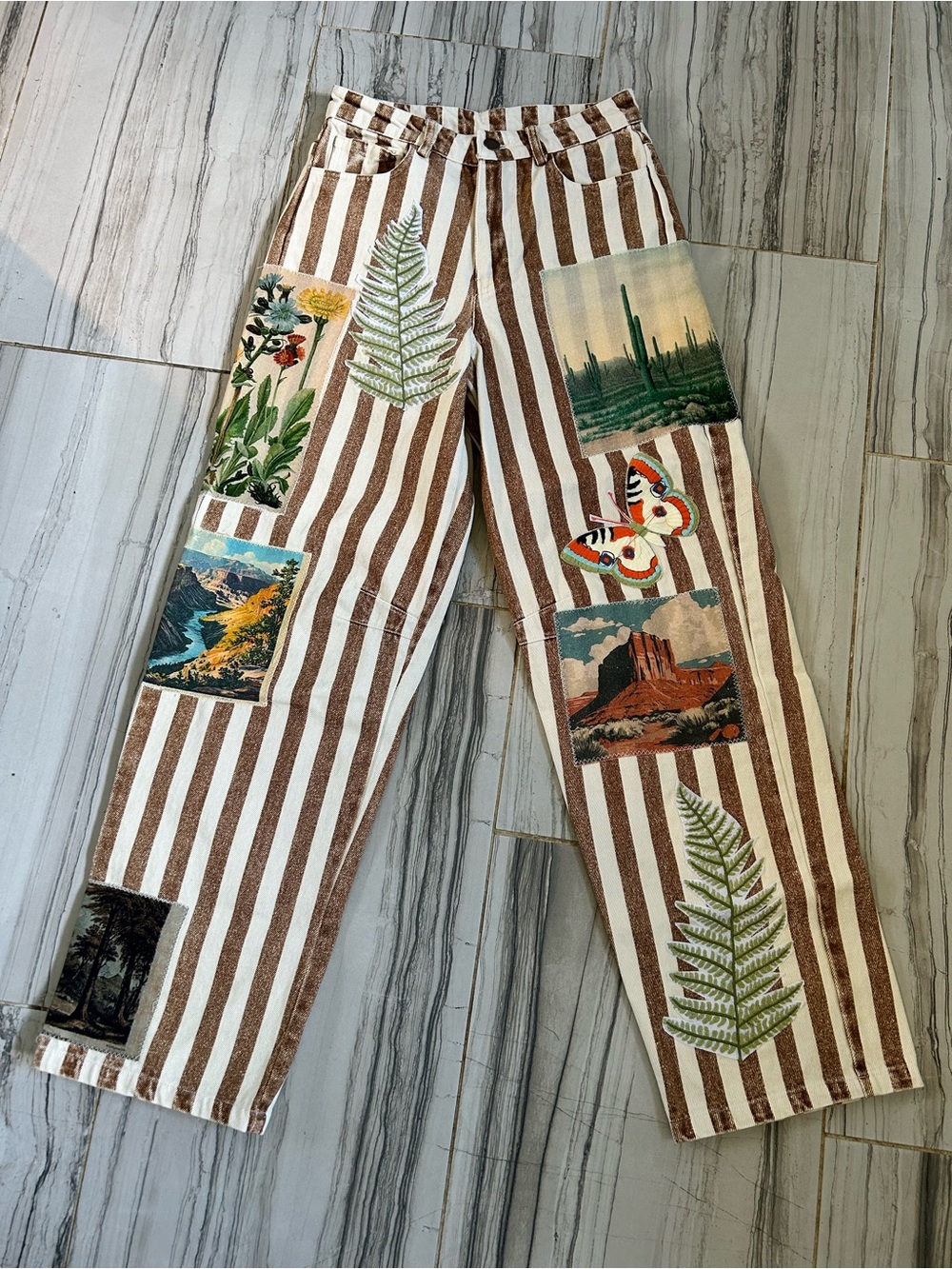 ❌SOLD❌ NWT Free People X Denim And Bone Roadtrip Striped Jeans Size XS (24) - Picture 8 of 16